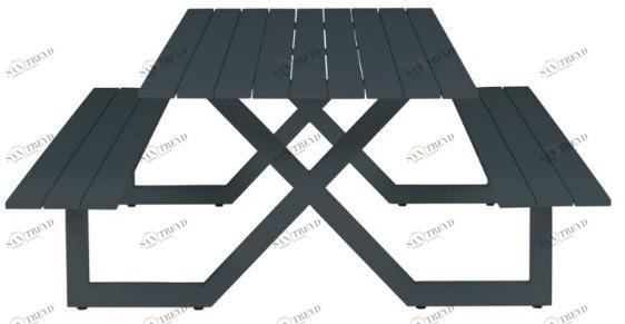 MOBIKA GARDEN Прямоугольный алюминиевый стол для пикника со встроенными скамейками sun-id-1465582