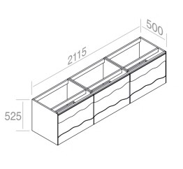 C525M3L70.101RV Тумба подвесная с 3 выдвижными ящиками 50 см A. e T. Italia TRACE Белый матовый - Дуб Италия AeT ITALIA - Вид №1