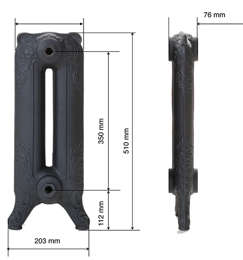 Чугунный радиатор GuRaTec Merkur 470 8 секций 7756 - Вид №4