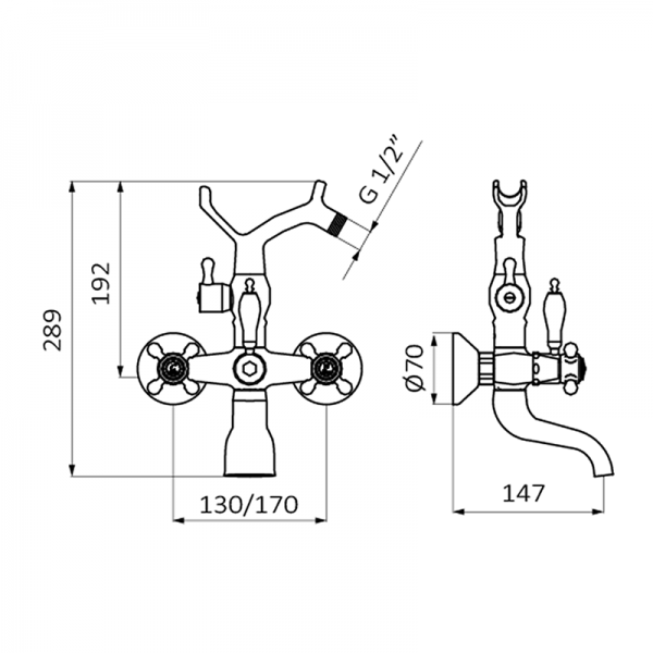209190 PREMIUM Chrome 1866 Eco Save моноблочных ванна-душ Хром GRB MIXERS  - Вид №1