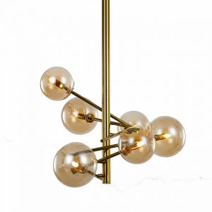 Светильник подвесной на 6 ламп 105х58 см янтарный Globe Mobile MX19009070-6B DELIGHT COLLECTION ДИЗАЙНЕРСКИЕ 00-3883173 Золото;прозрачный
