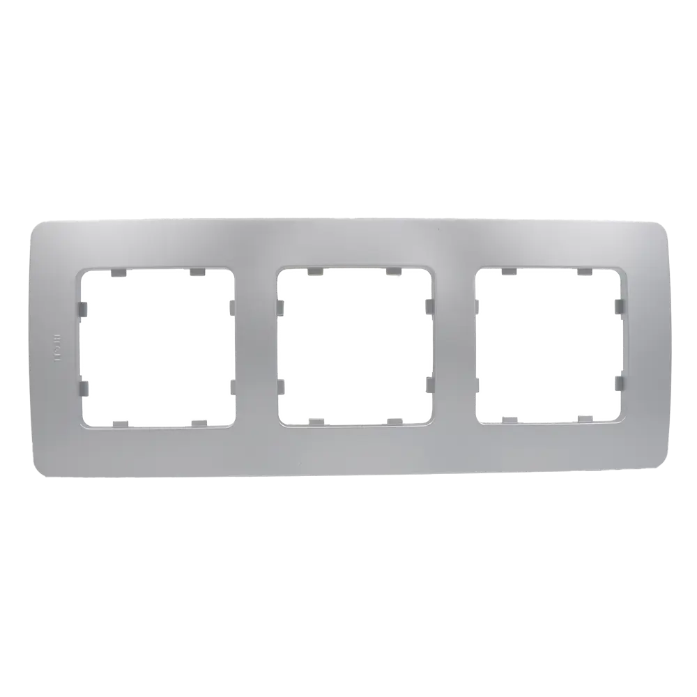 Рамка для розеток и выключателей Hegel 3 поста цвет серебро STLM-2163976