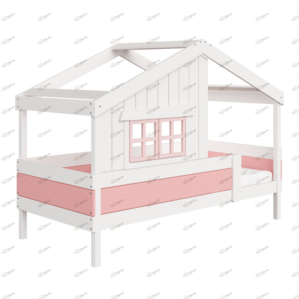 Кровать одноярусная белая с розовым "Шале L" ELLIPSE ELLIPSE HOME 00-3951312 Белый;розовый Santreyd 