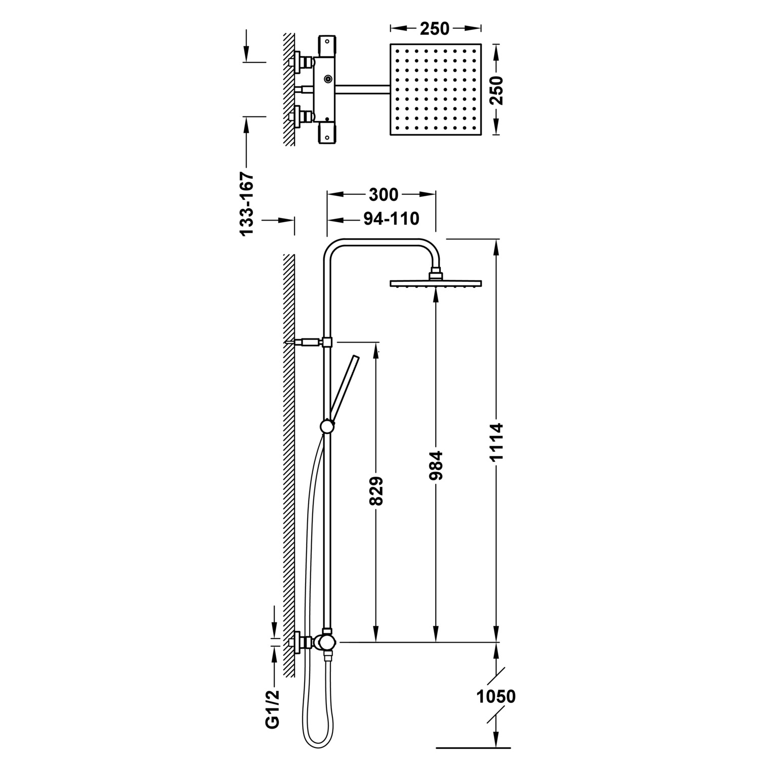 НАСТЕННЫЙ 2-полосный настенный термостатический смеситель для душа-19039317 TRES Thermostatic - Вид №1