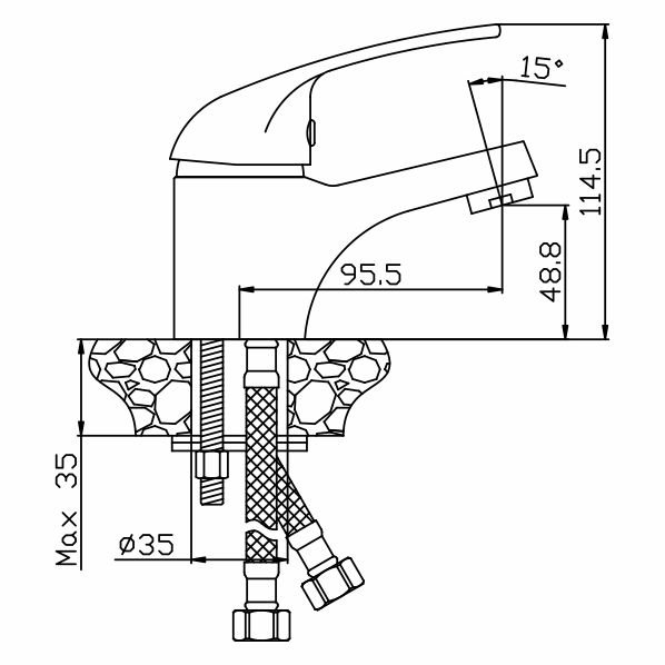 40-04 VECTOR  Смеситель для умывальника  ARGO kran 4004vector - Вид №1