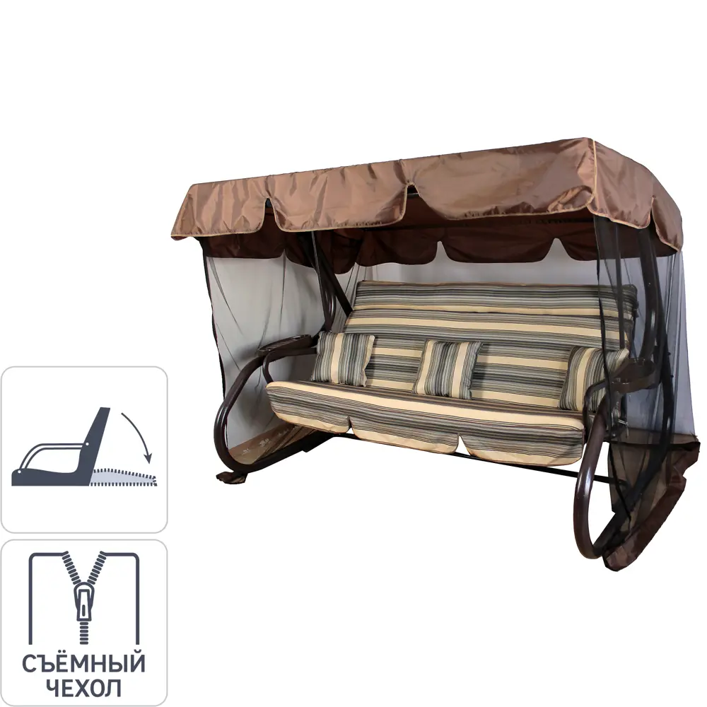 Качели садовые Greengard Атланта 4-х местные (до 400 кг) коричневый STLM-2038100