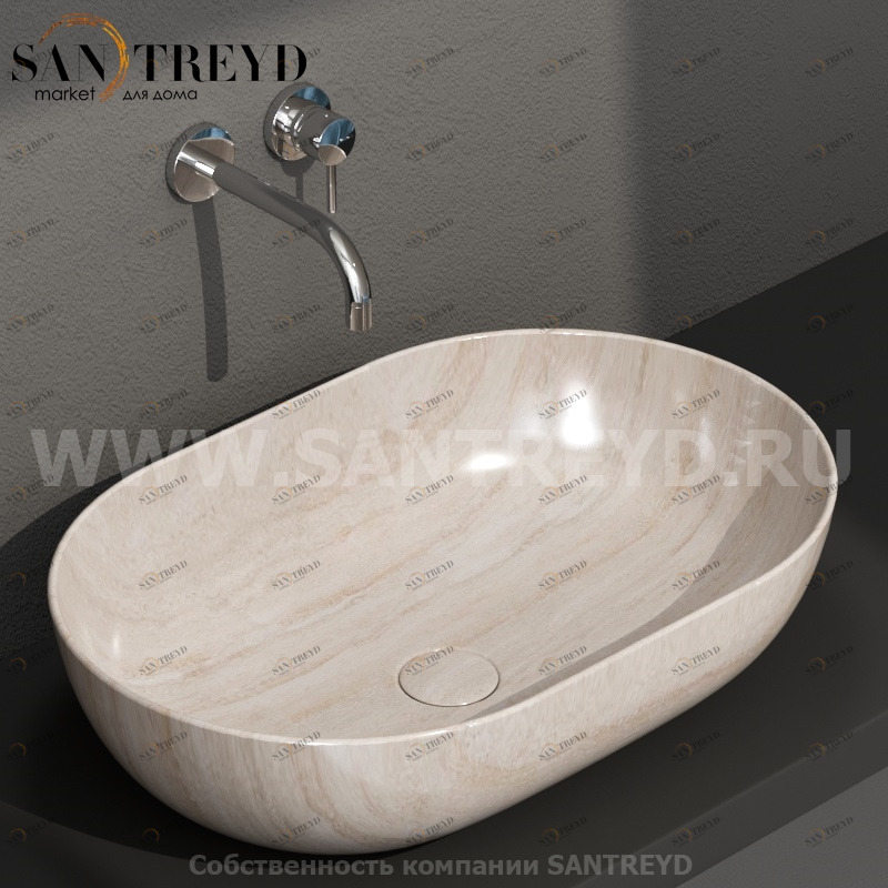B6O60SB Накладная раковина на столешницу  овальная Ceramica Globo T-EDGE