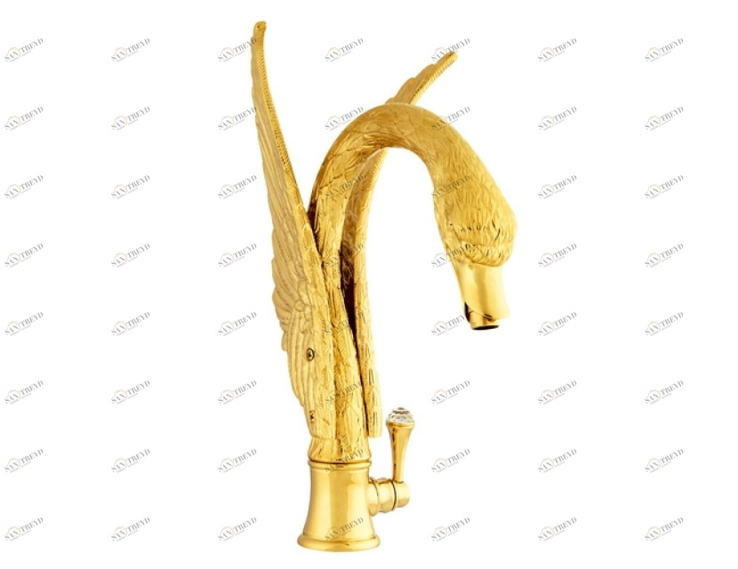 039244.A00.71 Смеситель для умывальника с прогрессивным дизайном и кристаллами сваровски Античное серебро Mestre Swan