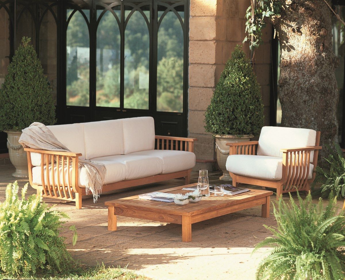 Садовый диван из тикового дерева и акриловой ткани Unopiù Chelsea ARCH-00045719 - Вид №4