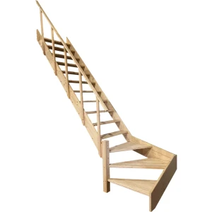 Лестница поворотная 90° деревянная правозаходная 3М