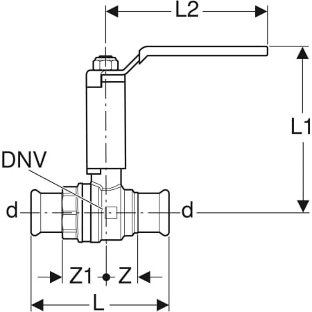 GEBERIT 94963 Шаровой кран Geberit Mapress, NPW, с рукояткой с уступом  - Вид №2