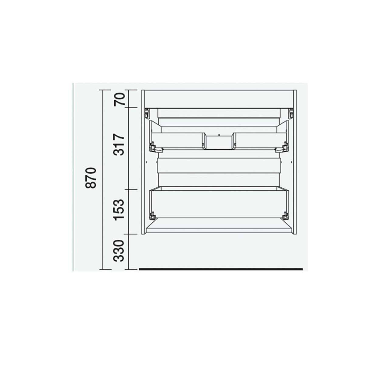 23322 SALGAR Мебель для умывальника FUSSION LINE 700 2 ящика GLOSS TAUPE 697 x 540 x 450 мм Глянцево-серо-коричневый - Вид №3