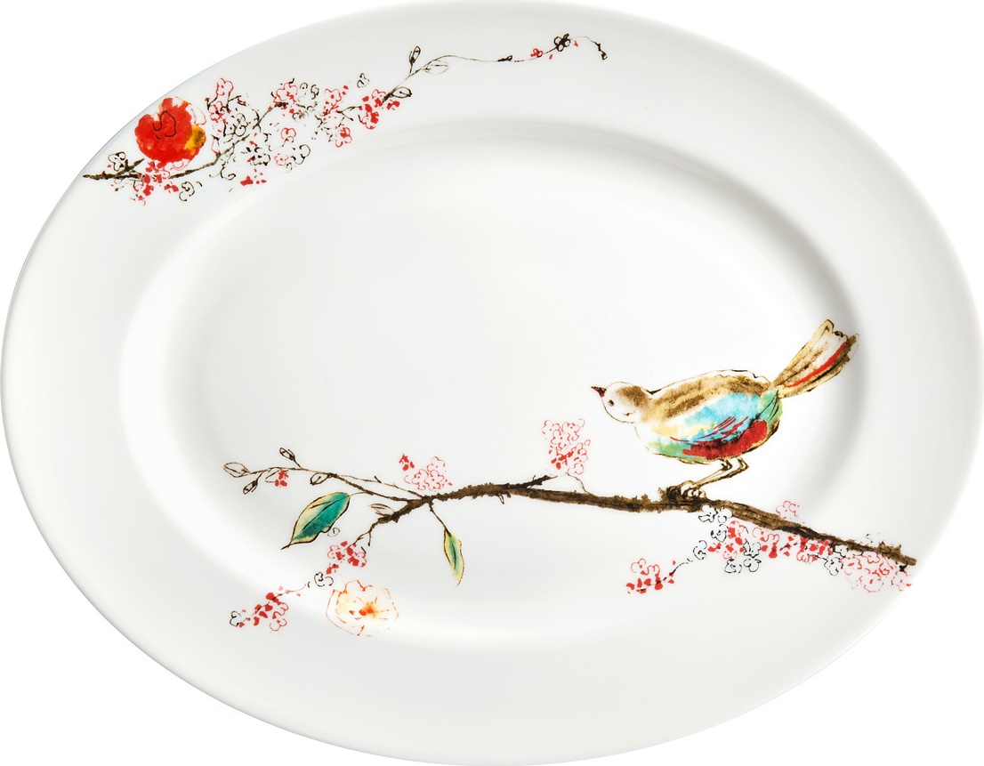 10533651 Lenox Блюдо овальное Lenox "Щебетание птиц" 33см Фарфор костяной 
