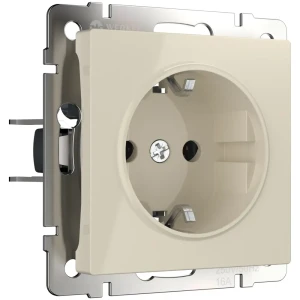 Розетка встраиваемая Werkel с заземлением безвинтовой зажим цвет слоновая кость