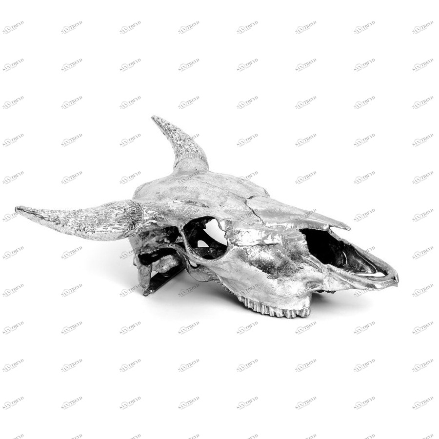 Статуэтка декоративная алюминиевая 5х14 см серебряная Wunderkammer Bison Skull SELETTI  00-3883246 Серебро 