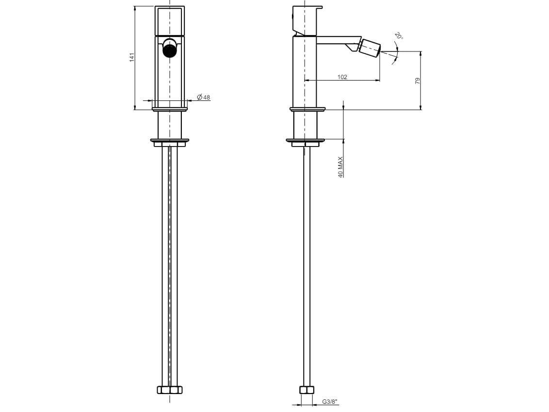 Смеситель для биде из нержавеющей стали без слива Rubinetterie Frattini Borgia ARCH-00072785 - Вид №2