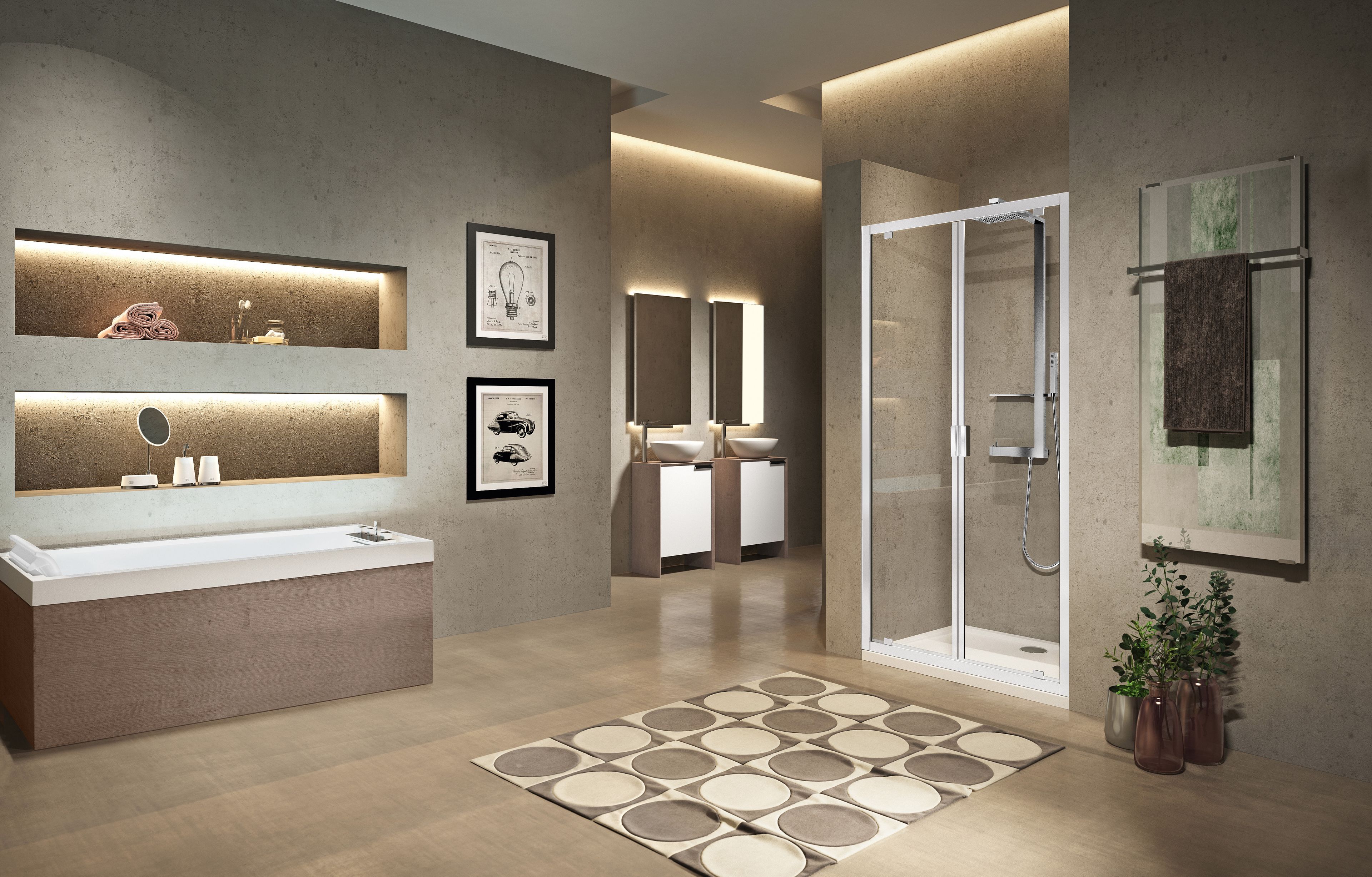 Угловая душевая кабина с распашной дверью Novellini Lunes ARCH-00086056 - Вид №1