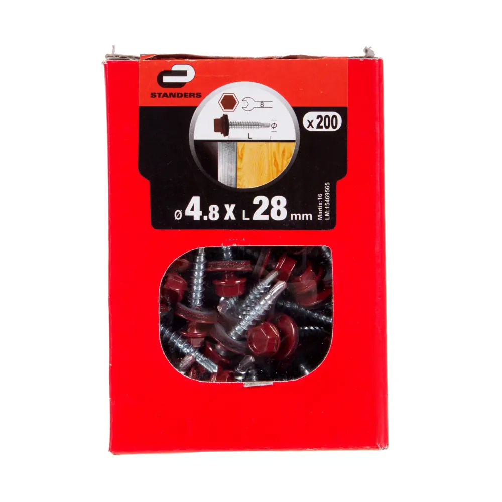 Саморезы кровельные Standers 4.8х28 мм цвет темно-красный 200 шт STLM-2087822 - Вид №1