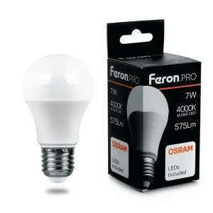 Лампа светодиодная Feron.PRO "Шар" E27 9W 4000K OSRAM LED LB-1009 38027 FERON  00-3956705 Матовый