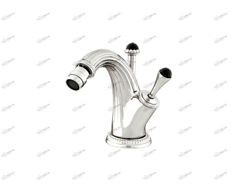 033223.N00.62 Смеситель-джойстик-монолевер для биде с черными кристаллами Swarovski Сатин никель Mestre Artica