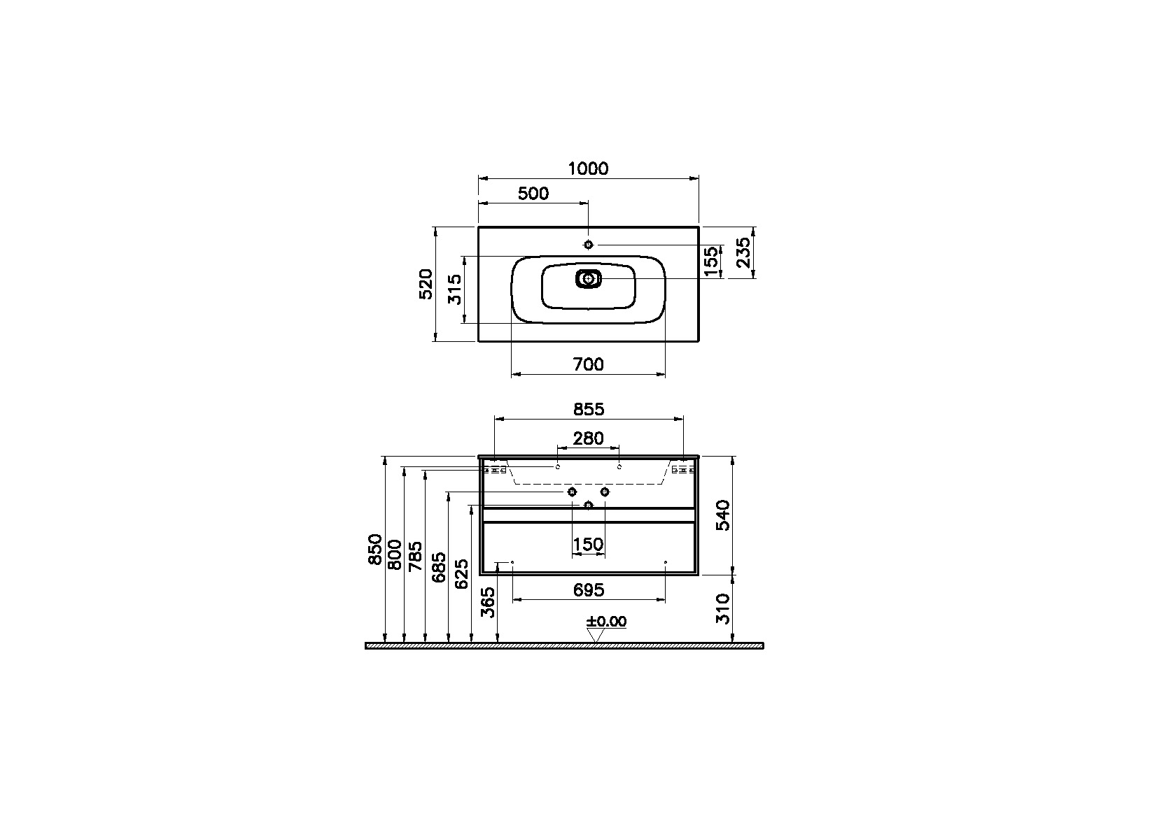 58184 Раковина Vitraglobal Metropole - Вид №1