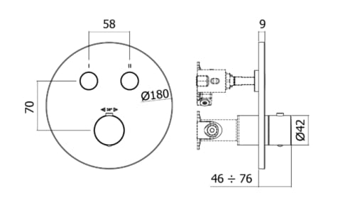 Термостатический встраиваемый смеситель для душа с переключателем RUBINETTERIA PAFFONI Compact Box ARCH-00013636 - Вид №1