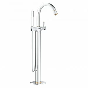 Смеситель для ванны GROHE Grandera с душевым гарнитуром, верхняя монтажная часть, напольный монтаж, хром/золото (23318IG0)