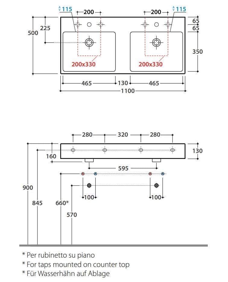Керамическая двойная раковина с переливом Ceramica Globo классика ARCH-00127733 - Вид №2