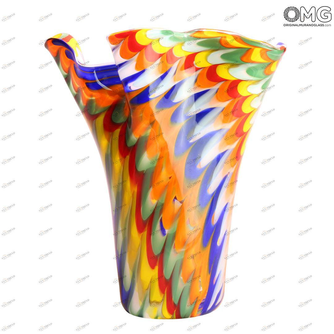 4550 ORIGINALMURANOGLASS Ваза Всплеск красок - Дутая ваза - муранское стекло OMG 34 см 
