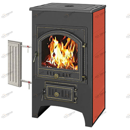 Печь-камин Везувий ПК-01 (205) с плитой и Т/О (красный) 5191