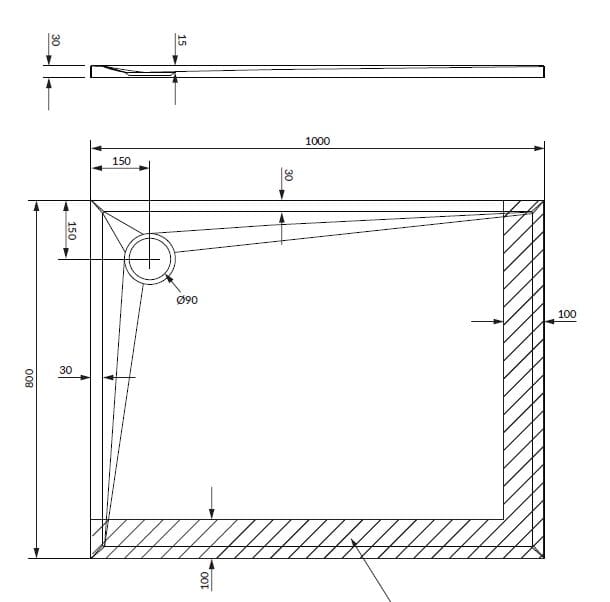 Нескользящий прямоугольный поддон для душа из композитного материала OMNIRES Stone ARCH-00033098 - Вид №6