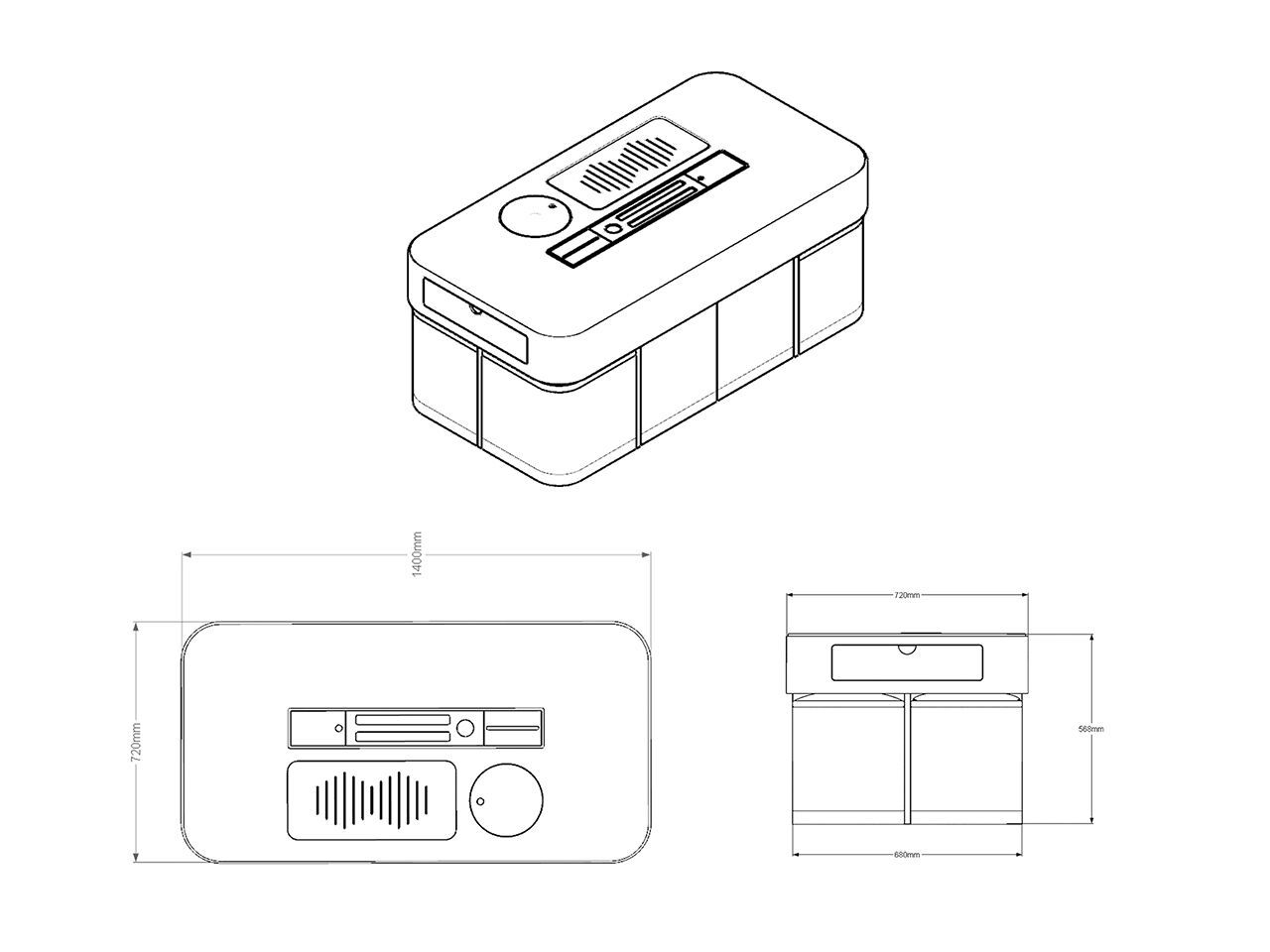 Прямоугольный стол для общественных мест со встроенными стульями MaxForm Titan ARCH-00062716 - Вид №5