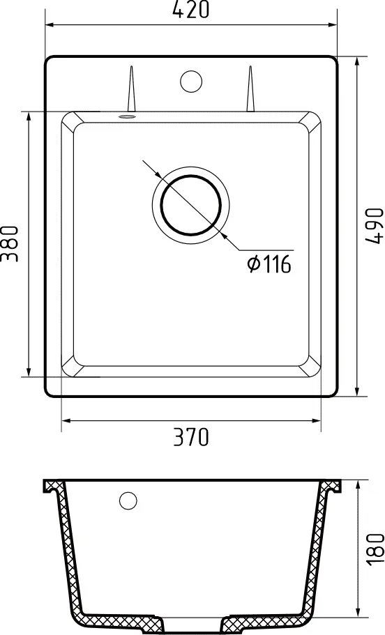 Кухонная мойка Кварц URBAN S367 GranFest 242-S367 - Вид №1