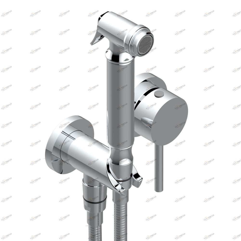 G3U-5840/MBG Комплект для душа, включающий смеситель, армированный шланг 1 м 25 см, ручной душ с курковым распылителем, выход из стены и предохранительный запорный клапан Thg-paris Montaigne marbre Leonardo Grey с рукоятками Хром G3U 5840/MBG A02 CAT.A