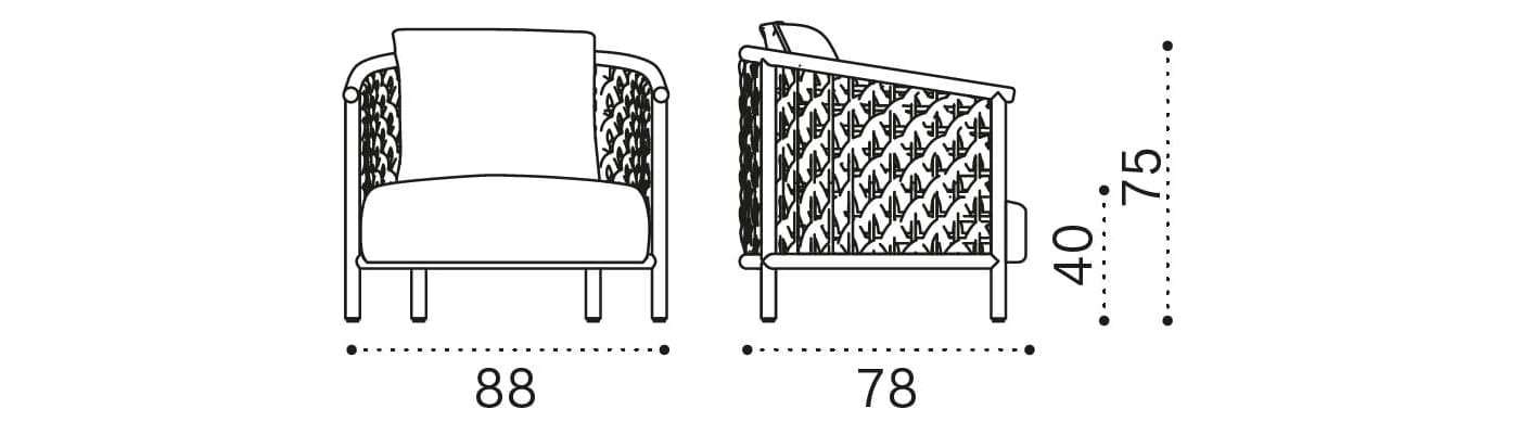Плетеный ТИК и веревочный садовый стул с подлокотниками Ethimo патио ARCH-00101467 - Вид №5