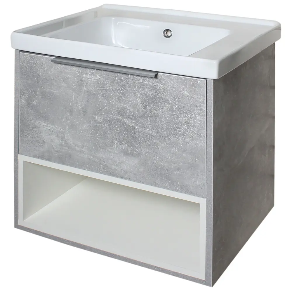 Тумба под раковину подвесная «Дана», 60 см, цвет серый цемент SANFLOR STLM-2055478 - Вид №1