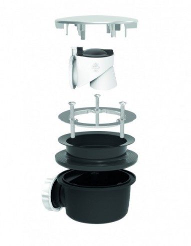 571700 000 00  Минимальный слив для душевого поддона Д. 90 мм, очень плоский, крышка из АБС-пластика Д. 116 мм, H. 60 мм, хром Valentin Хром  - Вид №2