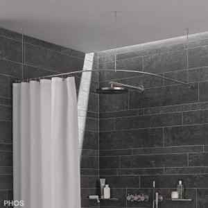 DSB550-1000F Квадрант штанги для душевой занавески с радиусом дуги 55 см, 100 x 100 см для крепления к потолку PHOS