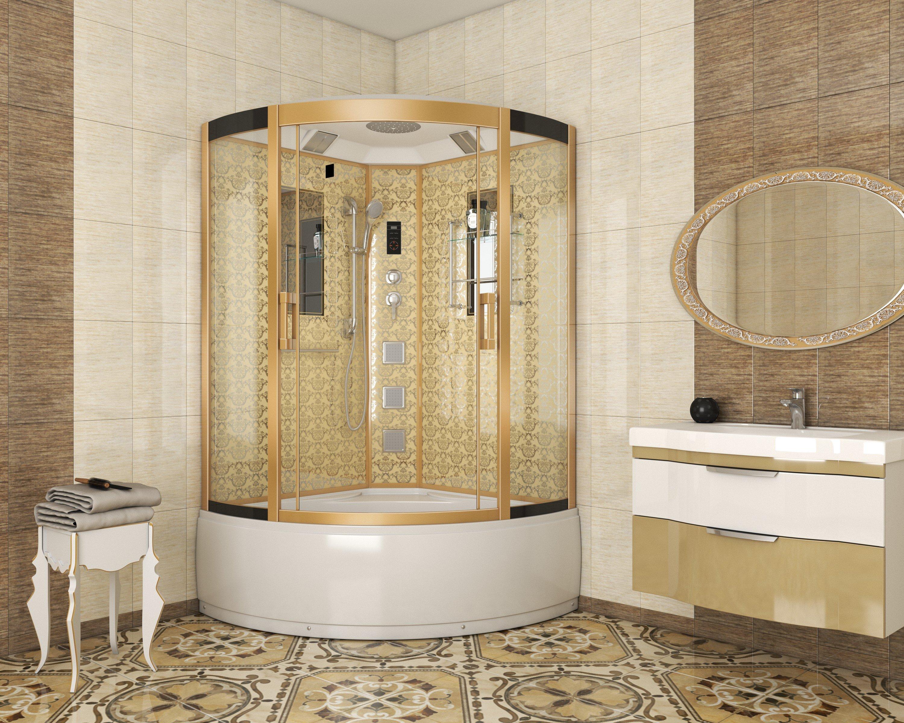 Душевая кабина NG-7744G (1200x1200х2150) высокий поддон стенки ЗОЛОТО Niagara Luxe - Вид №1