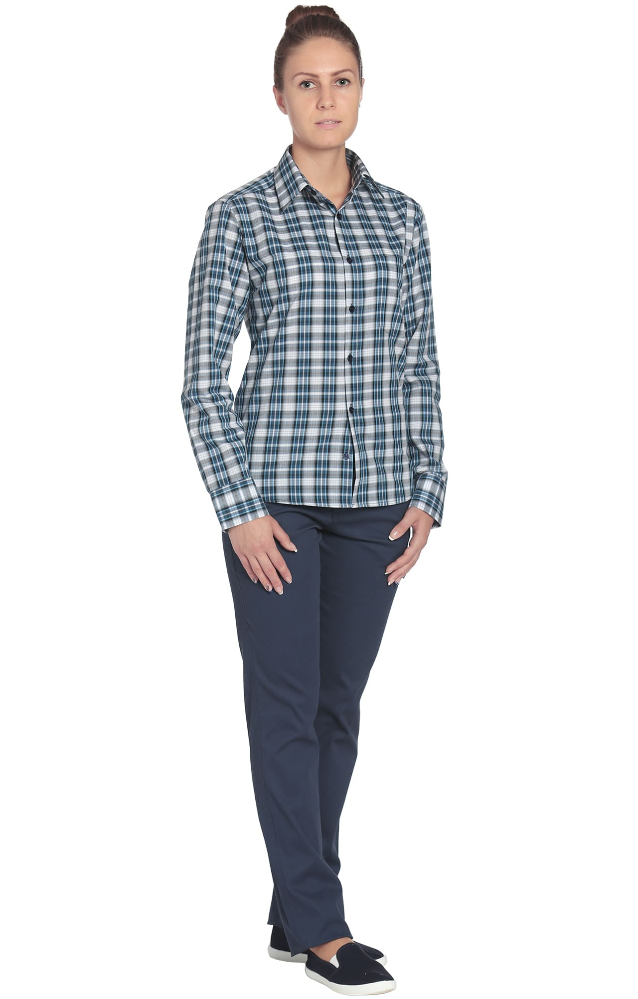 67804 Рубашка в клетку plaid blue (шотландка синяя) HIPSTER  Толстовки, рубашки, футболки, тенниски  размер 42 (84)  - Вид №2