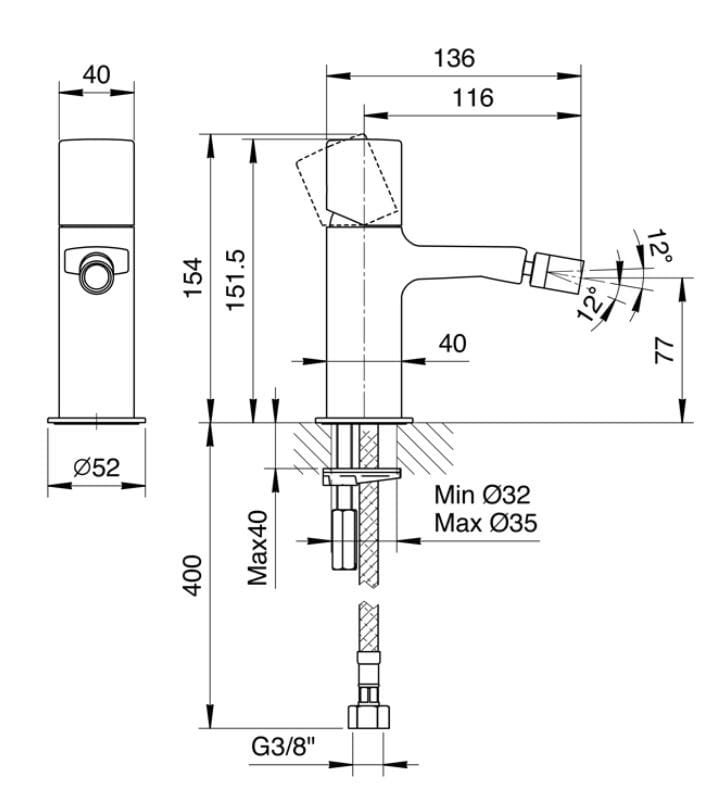 Смеситель для биде с одной ручкой Fantini Rubinetti Lamè ARCH-00053460 - Вид №1