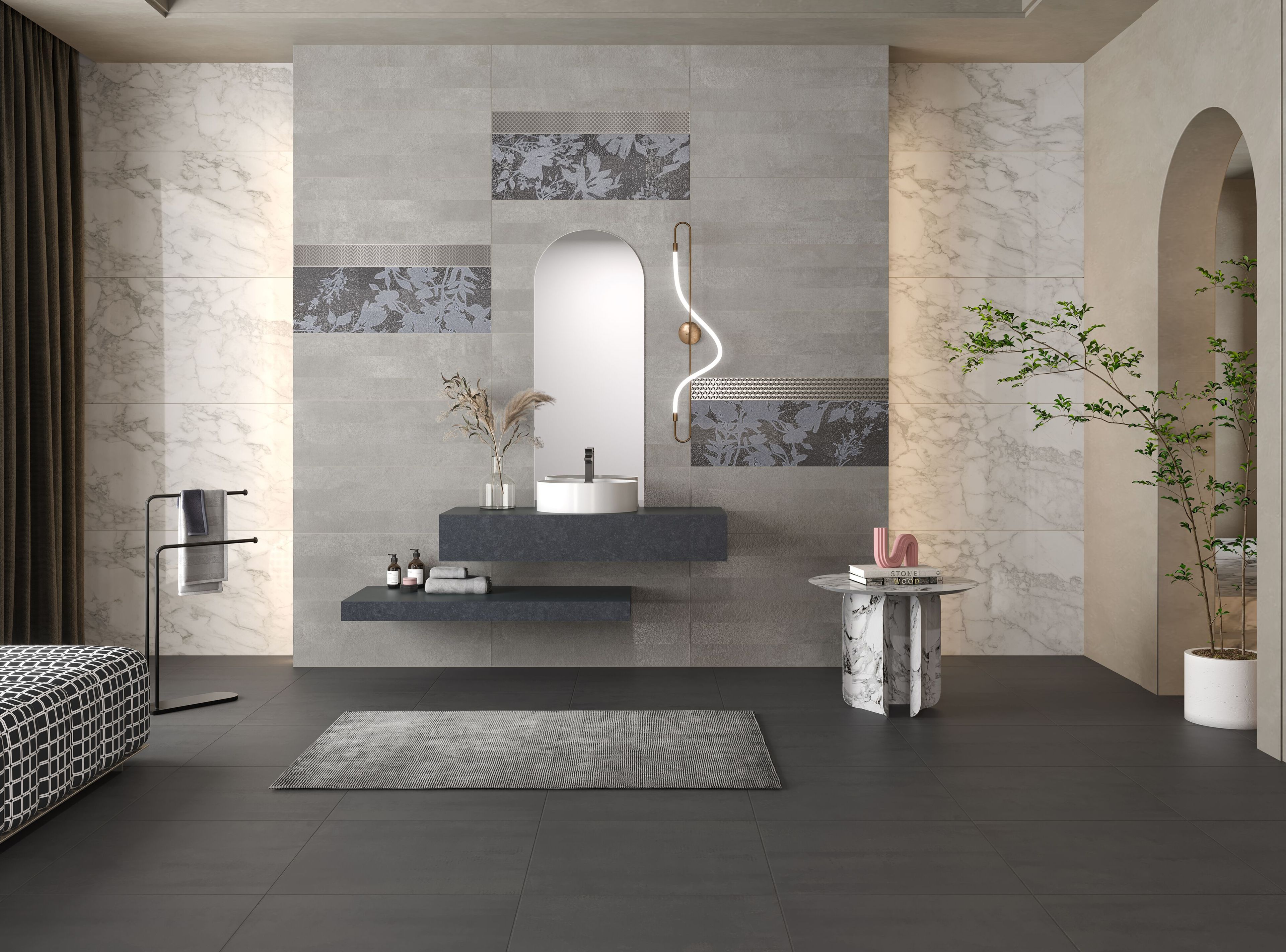 Пол / керамогранит с эффектом цемента Kaleseramik ванная комната ARCH-00140915 - Вид №7