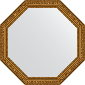 BY 3689 Зеркало в багетной раме - виньетка состаренное золото 56 mm EVOFORM Octagon