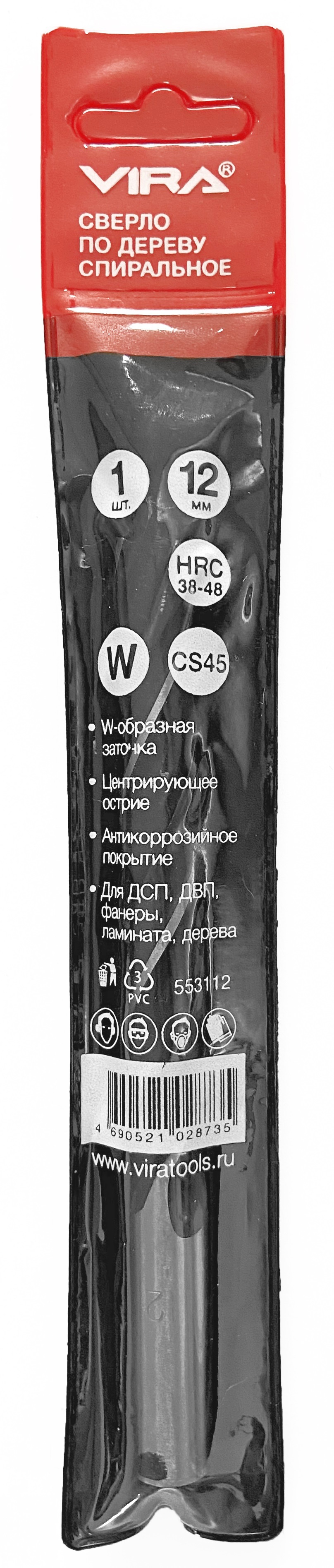 Сверло VIRA по дереву спиральное 12 мм для точного сверления 82909852 STLM-0037852 - Вид №2