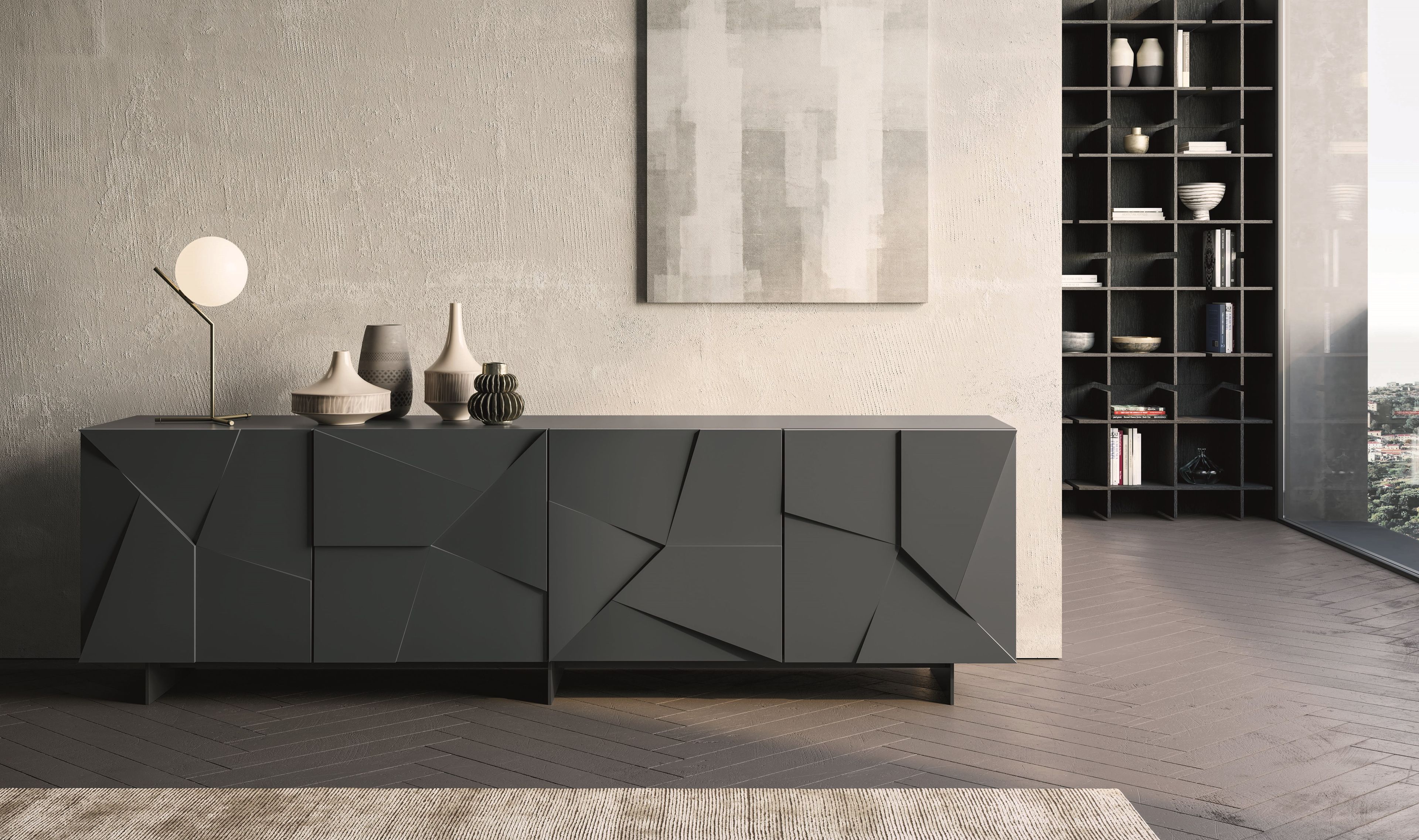 Деревянный шкаф с распашными дверями Dall'Agnese бетон ARCH-00032024 - Вид №3