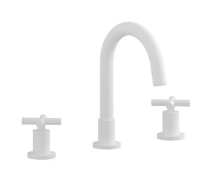 Смеситель для раковины на 3 отверстия с высоким изливом в комплекте с донным клапаном. WE ARE IB yp206cc Matt White WOW