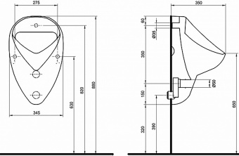 2607RS Настенный писсуар, уринал с мушкой KOLO  - Вид №3