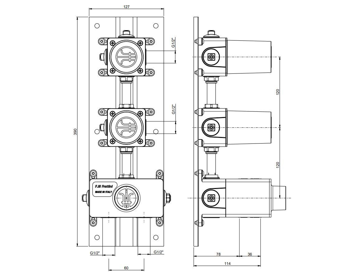 Встраиваемый корпус термостатического смесителя Rubinetterie Frattini 98760V2 ARCH-00032169 - Вид №2