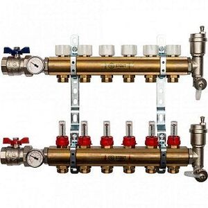 Коллектор из латуни на 6 вых. с расходомерами STOUT