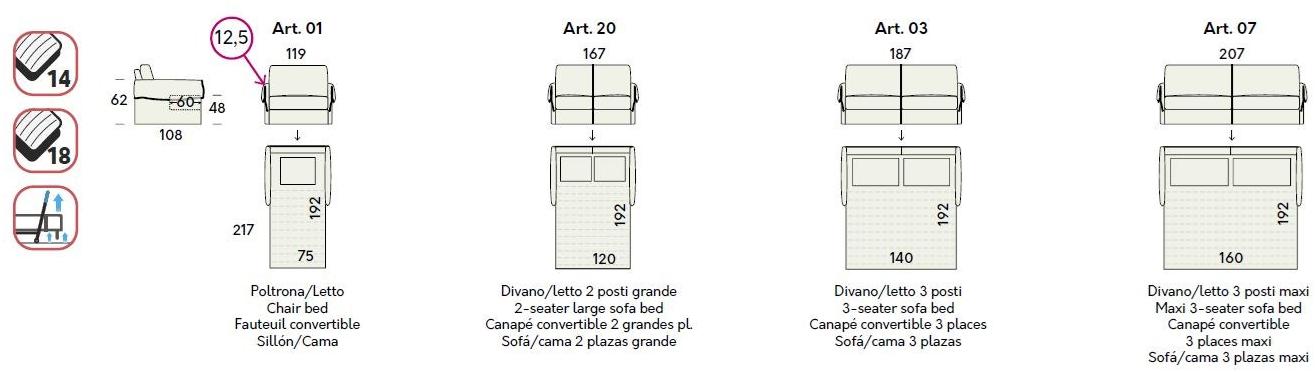 Felis 3-местный диван-кровать в современном стиле с обивкой из ткани Day & night sun-id-1406554 - Вид №7